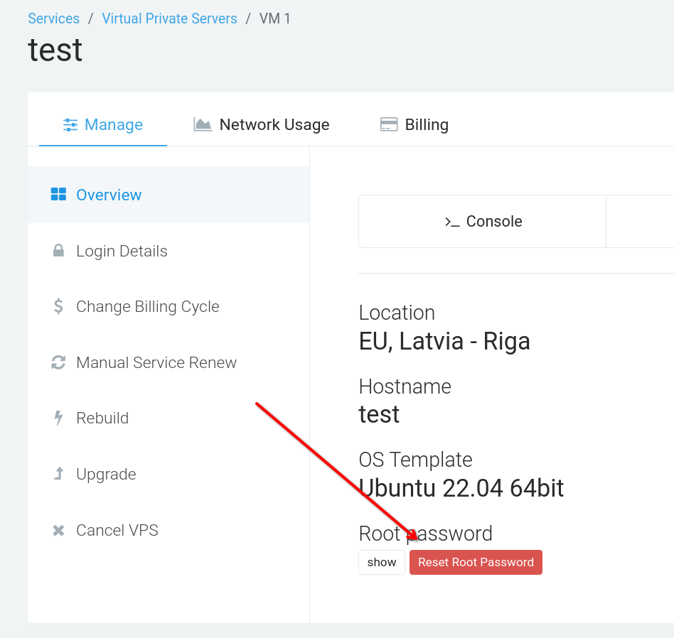 Reset Root Password
