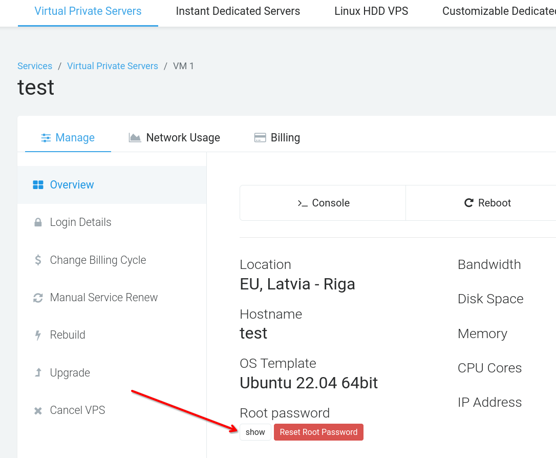 Connect via ssh