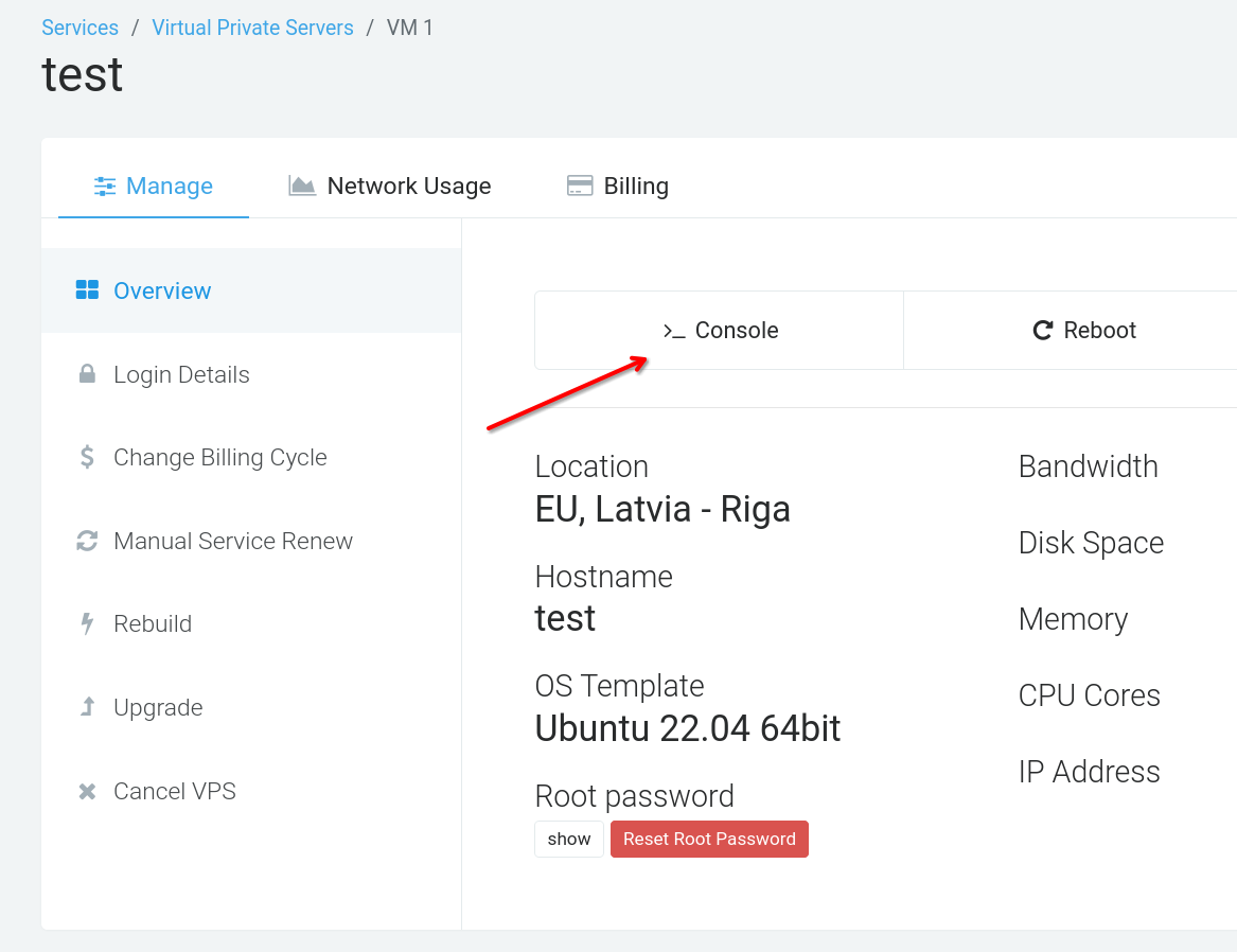 Connect via VNC